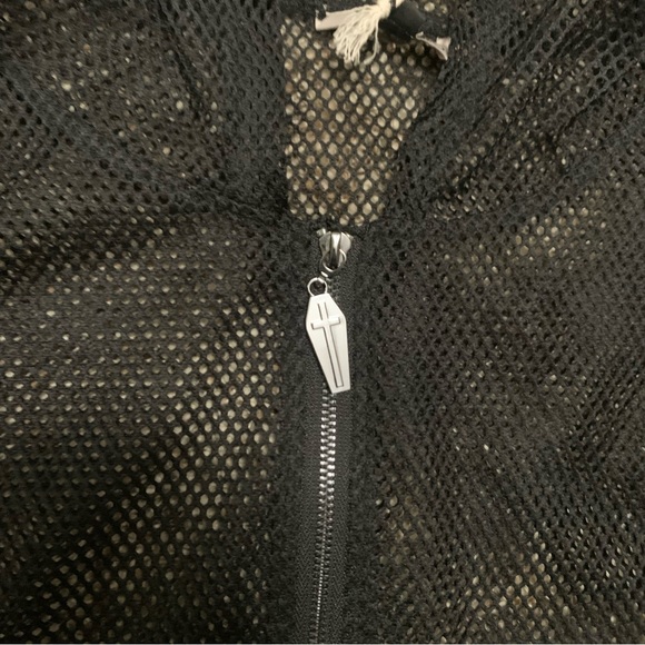 Banned Black Mesh Hoodie, Cold Shoulder, Size Medium, NWT - Picture 3 of 4